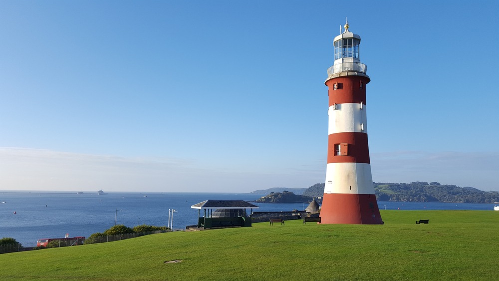 Red and White lighthouse Plymouth